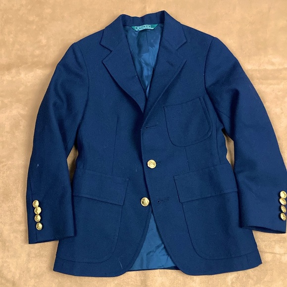Size 8 Kids Polo by Ralph Lauren Gold Buttons Navy Blazer Jacket - Picture 1 of 8